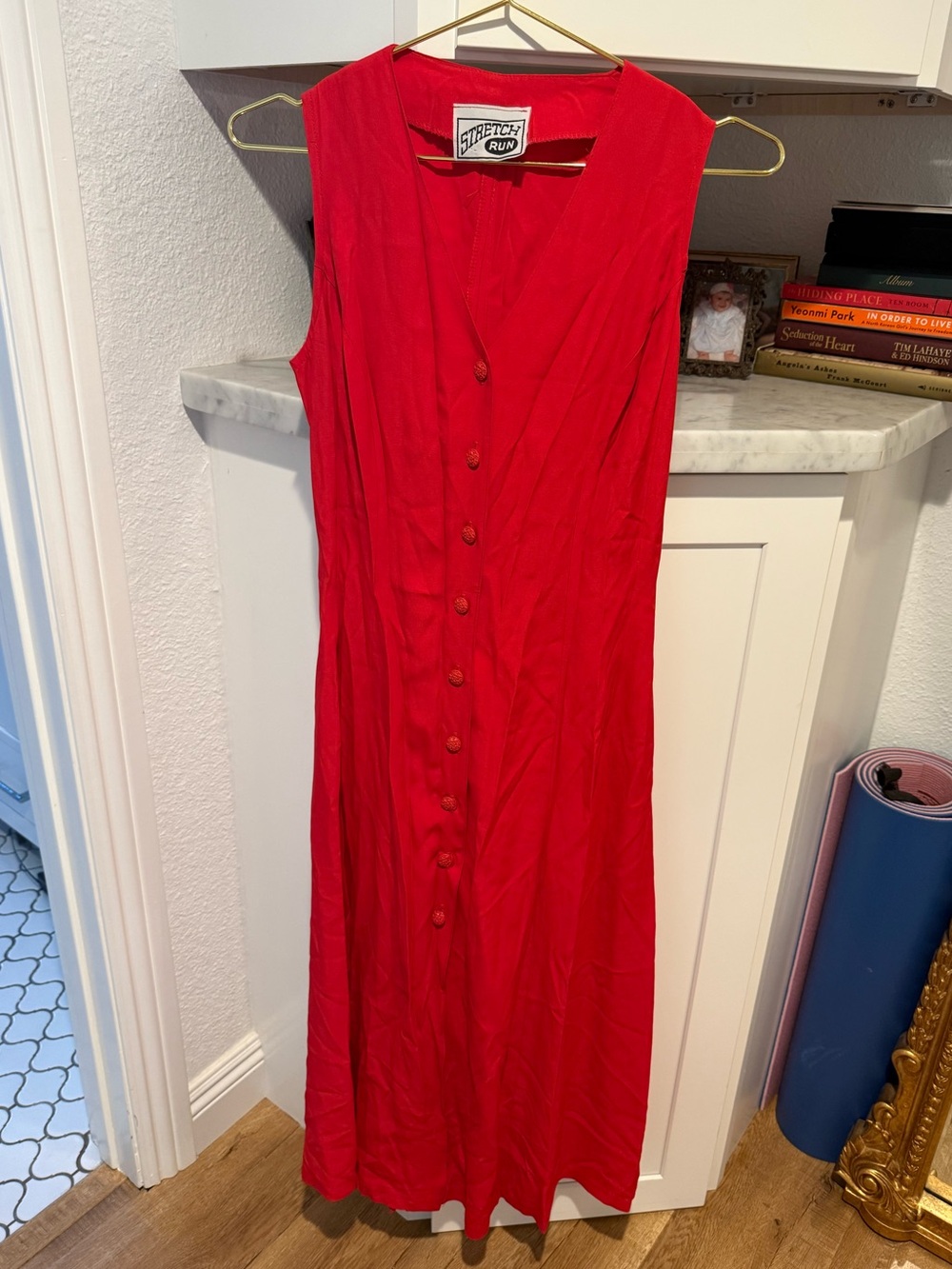 Women’s Red Button-Front Sleeveless Dress VINTAGE